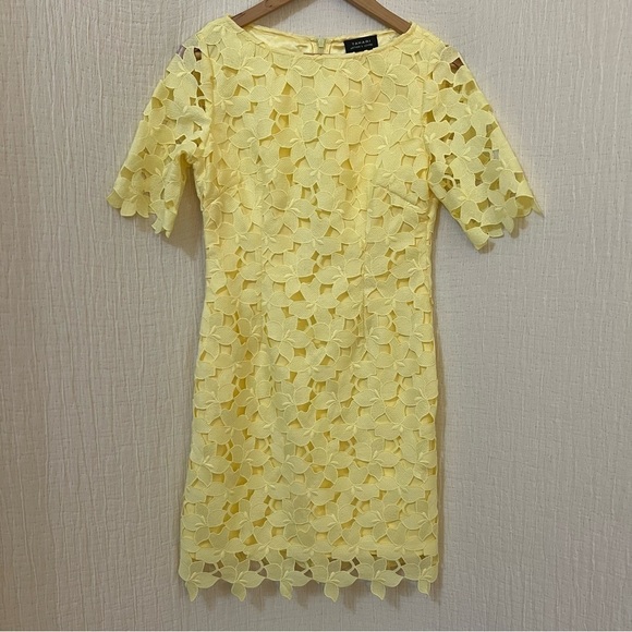 Tahari "Easter Lilly" yellow cut-out dress size 4 Arthur S. Levine - Picture 1 of 5